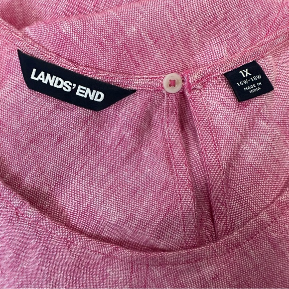 Lands’ End Heathered Pink Sleeveless A-Line 100% Linen Dress Size 1X, 16W-18W - Picture 9 of 12